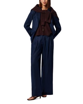 Wide Leg Hopsack Trousers
