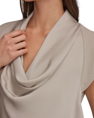 Mixed Media Cowl Neck Top