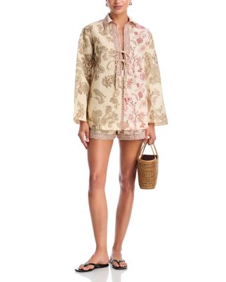 Drop Shoulder Collared Tunic & Elastized Waist Shorts