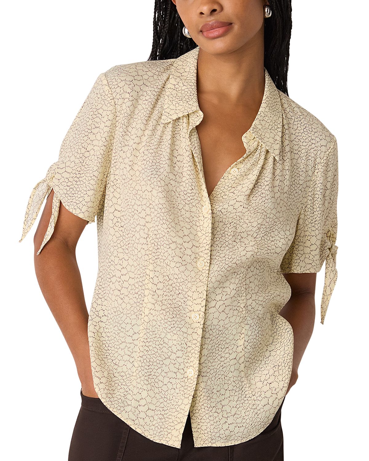 Whistles Dashed Marks Tie Sleeve Shirt