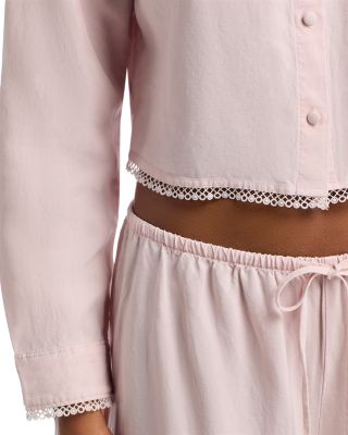 Crop Long Sleeve Shirt & Wide Leg Drawstring Pants