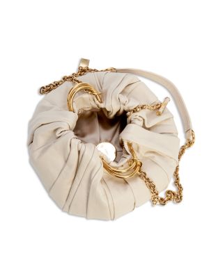 Pliss&eacute; Chain Shoulder Bag in Pleated Leather