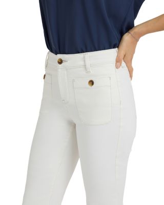 Marilyn High Rise Patch Pocket Straight Jeans in Vintage White
