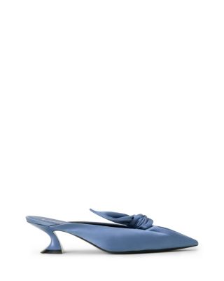  Women's Midnight Step Heeled Mules With A Satin Bow
