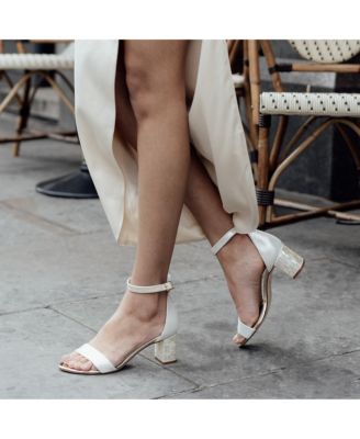  Women's Martene Midi Ankle Strap Pearl Heel Sandal