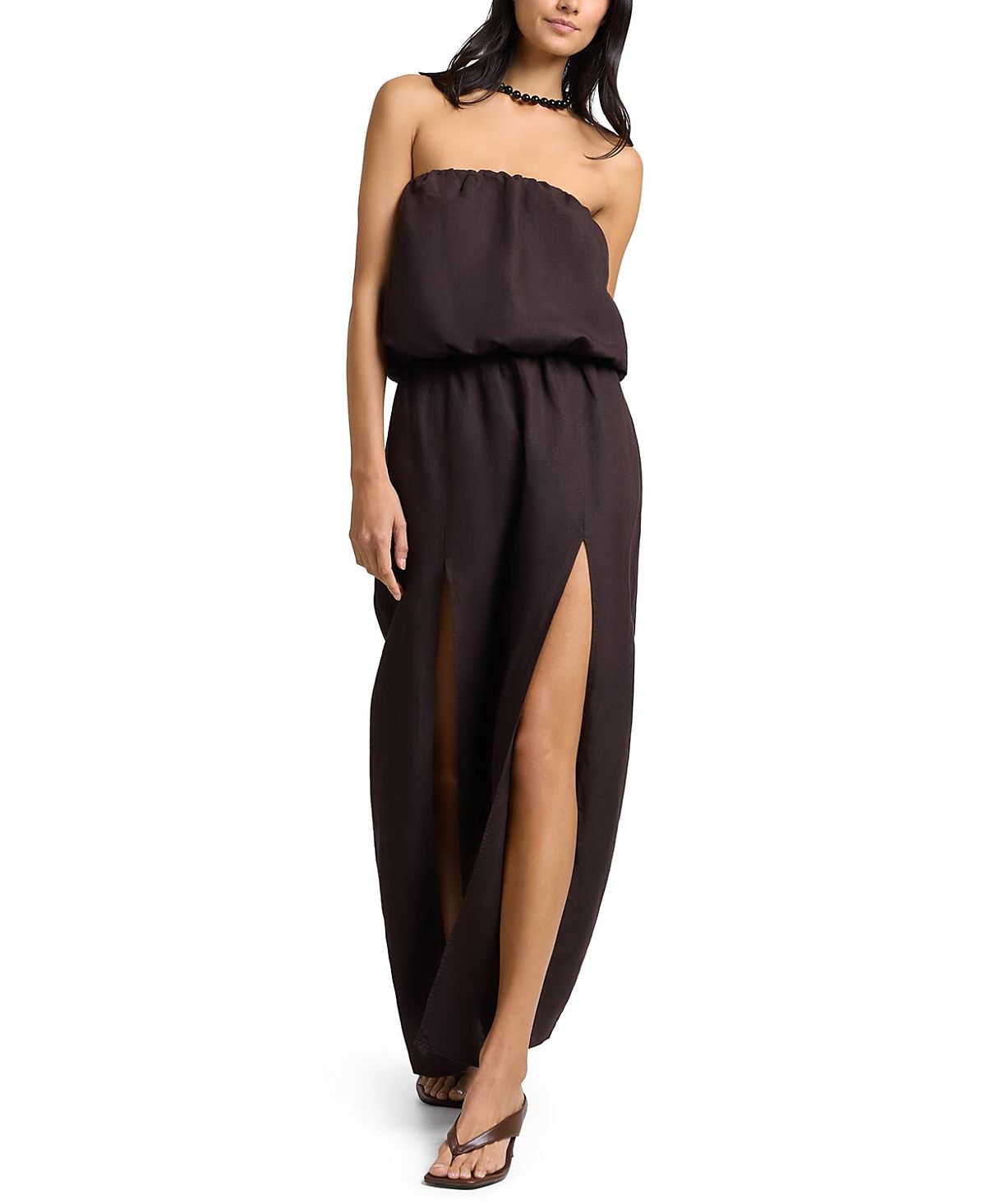 Onia Air Linen High Slit Maxi Dress