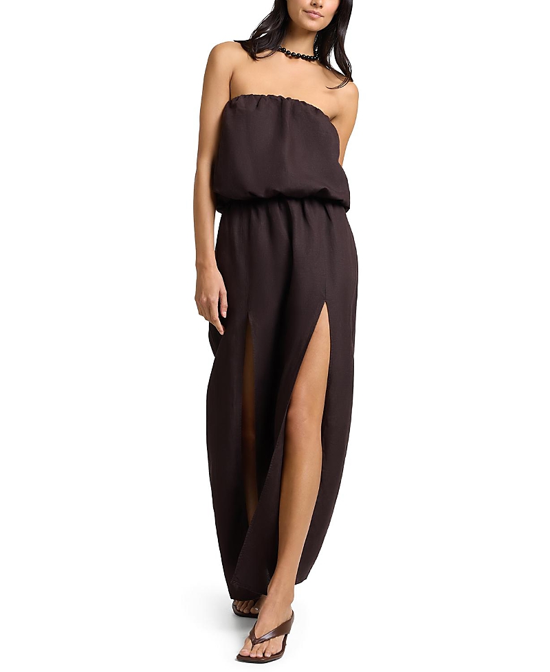 Onia Air Linen High Slit Maxi Dress