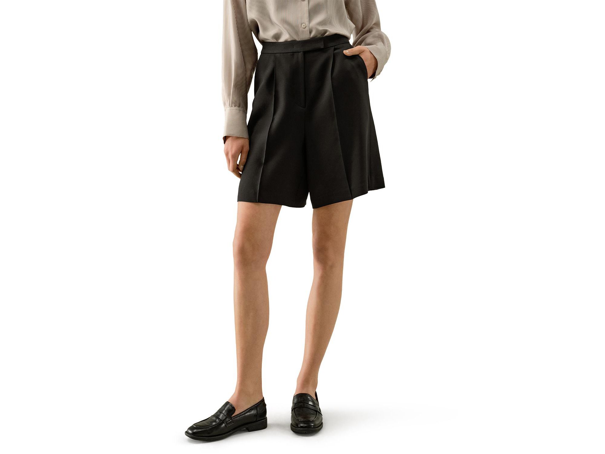 Silk-Wool Blend Polished Shorts — Image 5