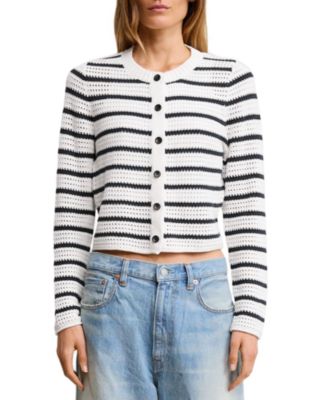 Stripe Shrunken Cardigan Sweater