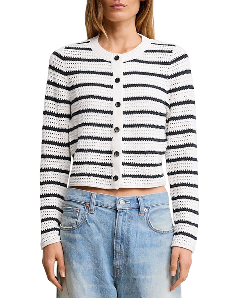 Denimist Stripe Shrunken Cardigan Sweater