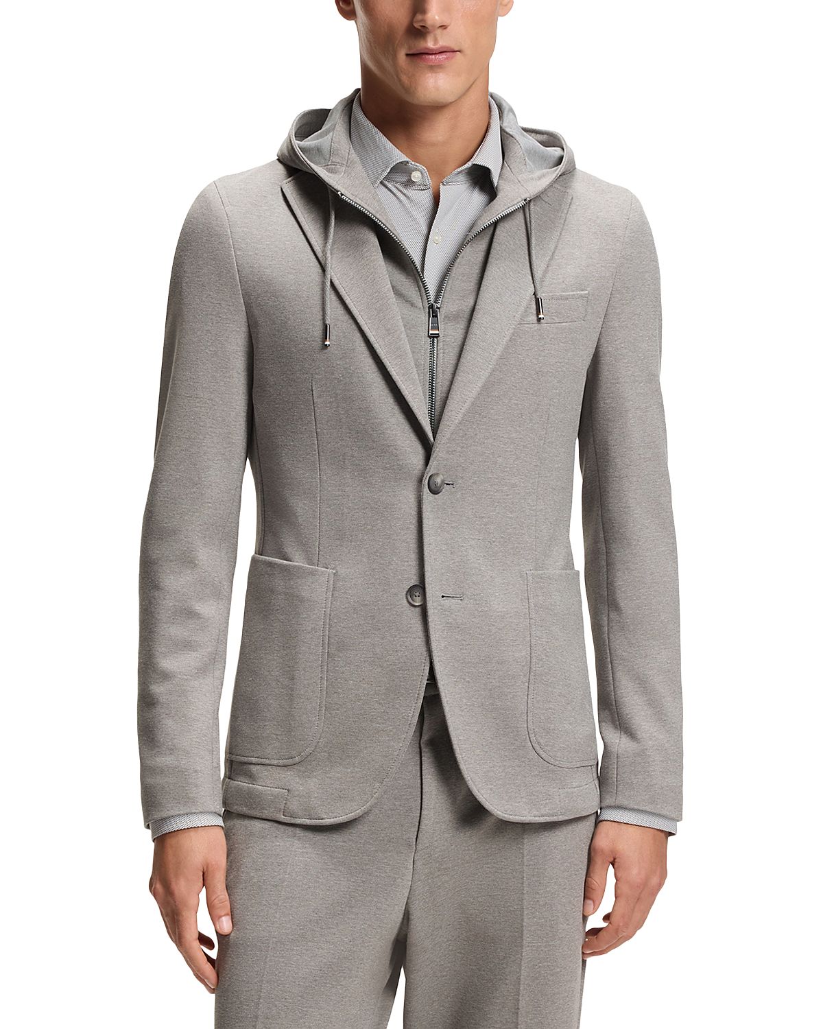 Boss Hanry Slim Fit Jersey Sport Coat with Removable Hood