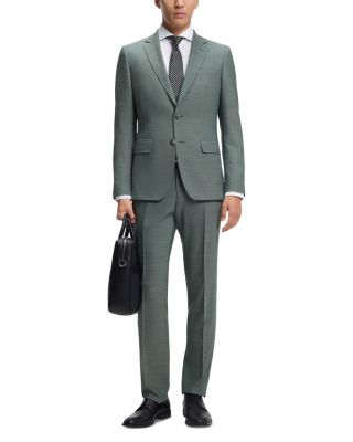 H Huge Textured Solid Slim Fit Suit