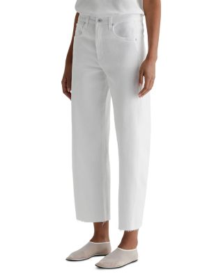 Hattie Crop High Rise Barrel Leg Jeans in Gallery White