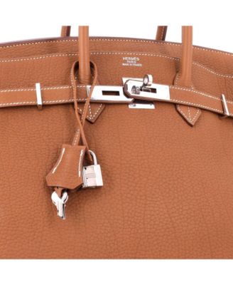 Birkin 35 Handbag Brown Fjord with Palladium Hardware