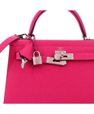 Kelly 28 Handbag Verso Epsom with Palladium Hardware