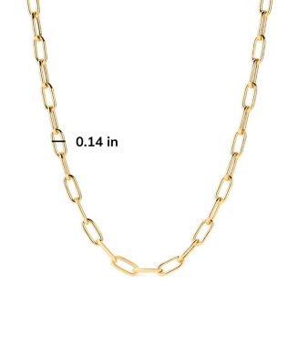 Solid Yellow Gold Large Paperclip Necklace