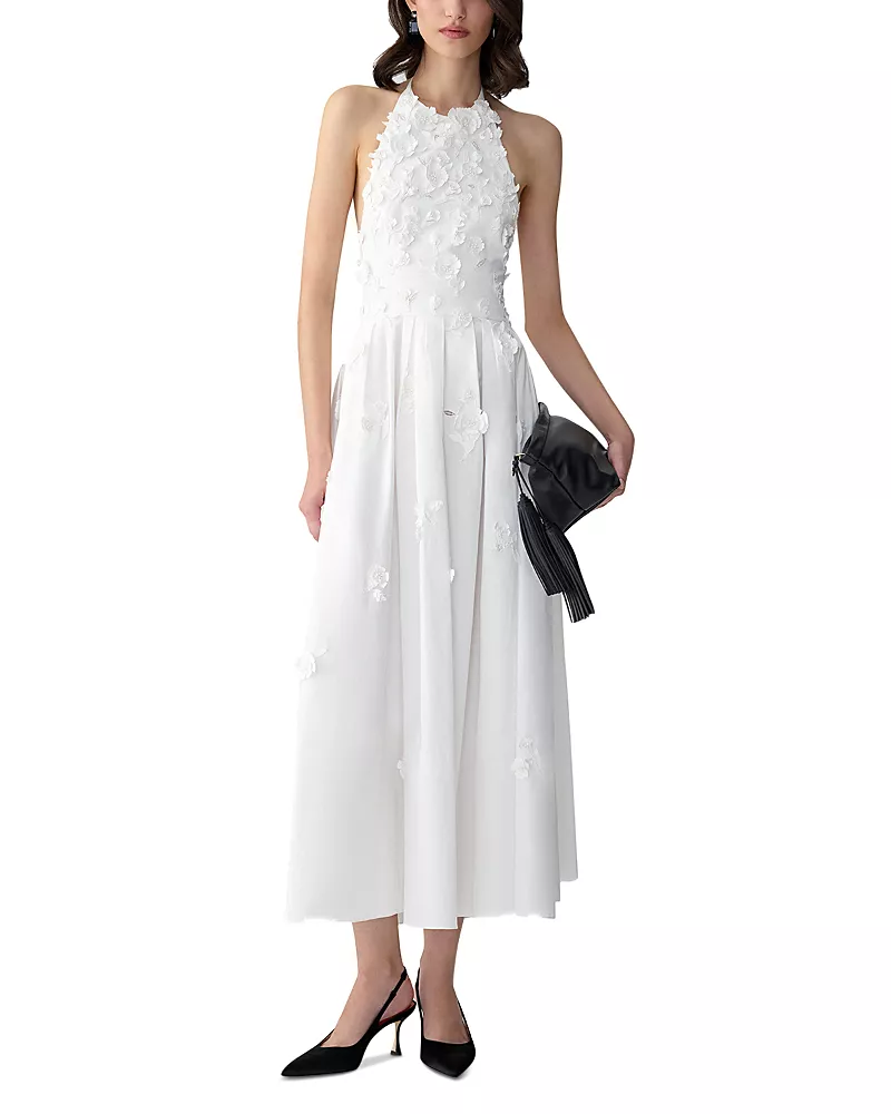 Carolina Herrera Halter Neck 3D Floral Dress