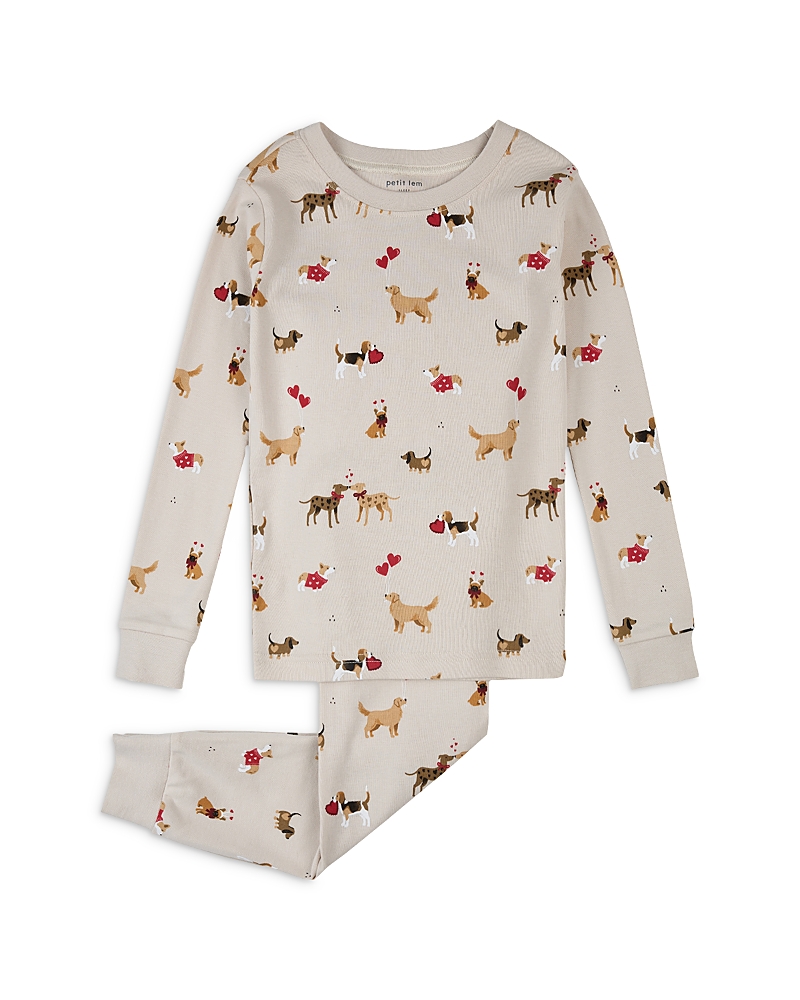 petit lem Unisex Long Sleeved Puppy Print Pajama Set - Little Kid, Big Kid