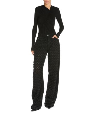Mid Waist Laser Boucl&eacute; Relaxed Curve Jeans in Black