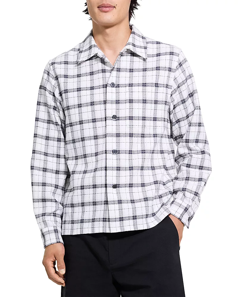 Theory Plaid Button Down Overshirt