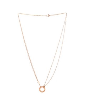  2 Diamonds Love Pendant Necklace 18K Rose Gold and Diamonds, 17"
