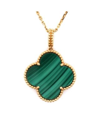  Magic Alhambra Pendant Necklace 18K Gold and Malachite, 35.5"