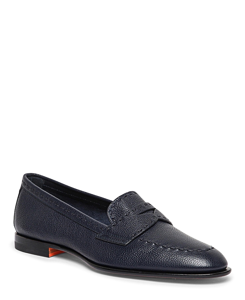Santoni Women's Tumbled Leather Penny Loafer