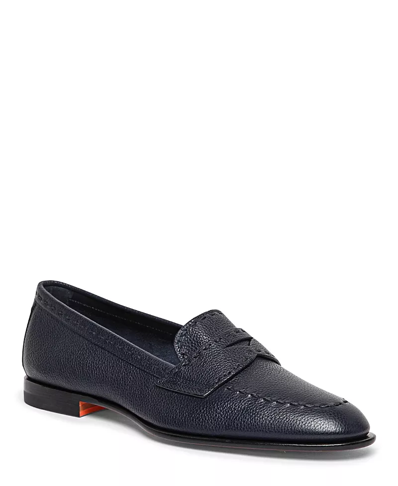 Santoni Women's Tumbled Leather Penny Loafer