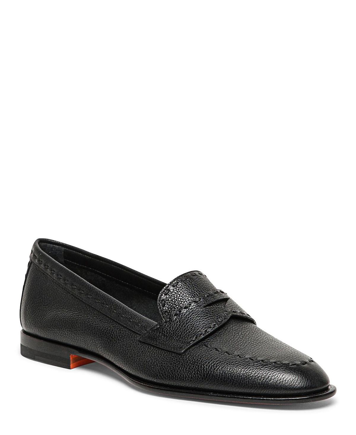 Santoni Women's Tumbled Leather Penny Loafer