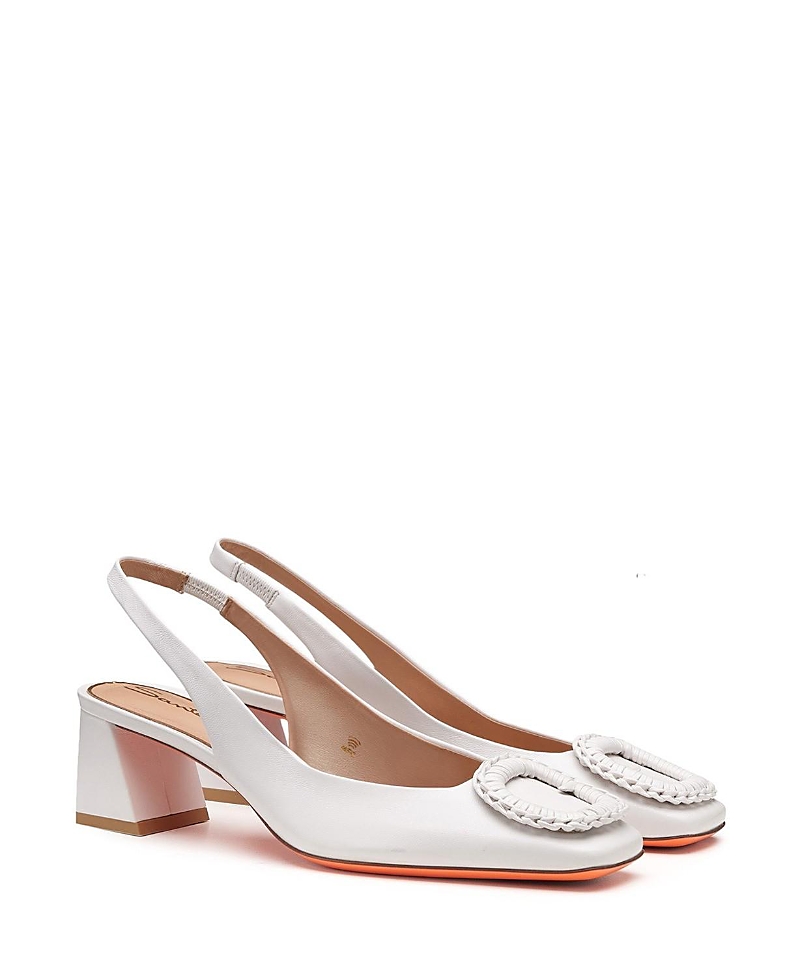 Santoni Women's Leather Mid-Heel Slingback