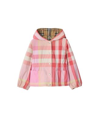 Girls' Reversible Check Nylon Hooded Jacket - Baby, Little Kid, Big Kid