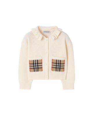 Girls' Check Pocket Cotton Wool Cardigan - Baby, Little Kid