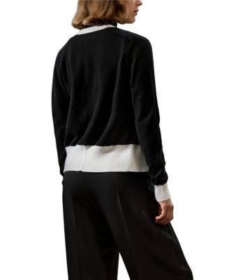  Gemini Cashmere Cardigan With Contrasting Hem
