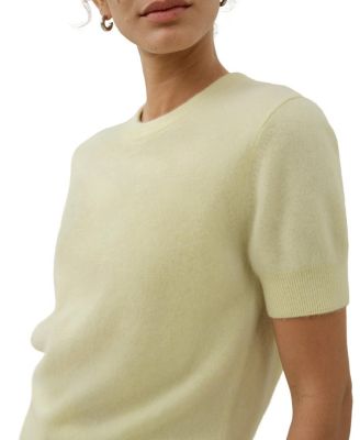  Brushed Cashmere Short-Sleeve Sweater