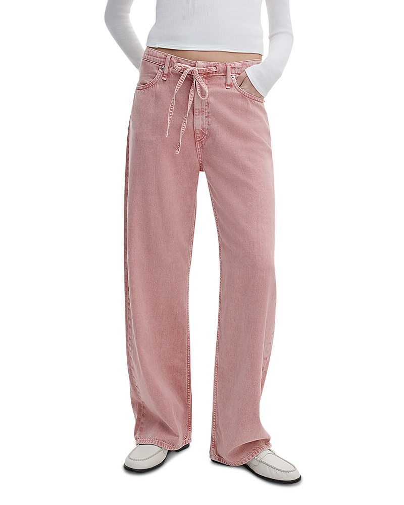rag & bone Phoebe Drawstring High Rise Wide Jeans in Raspberry