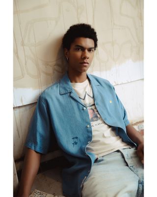 Basquiat Indigo Tencel Relaxed Fit Short Sleeve Shirt