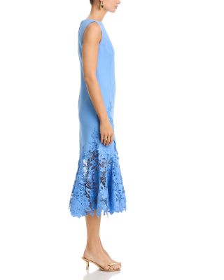 Sleeveless Porcelain Flowers Guipure Day Dress