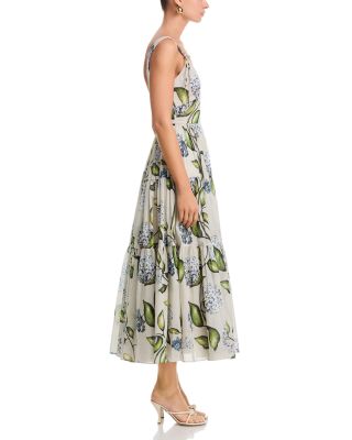 Sleeveless Porcelain Flowers Voile Day Dress