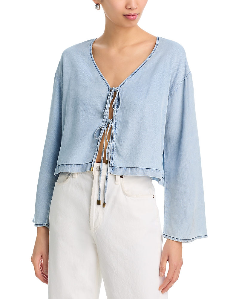 Vintage Havana Denim Tie Front Top