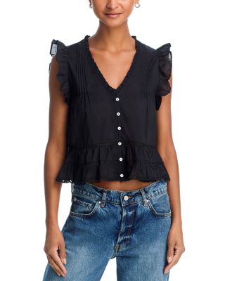 Ruffle Button Front Crop Top - Exclusive
