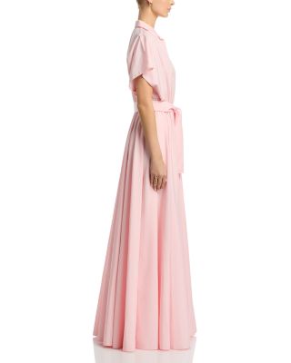Boyfriend Neck Shirt Flared Gown