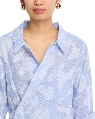 3/4 Sleeve Asymmetric Wrap Shirt