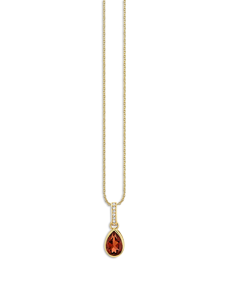 Sydney Evan Icon Mounting Red Garnet Pear Charm with Diamond Bail Necklace, 16