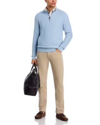 Cotton Tipped Textured Birdseye Half Zip Sweater - Exclusive