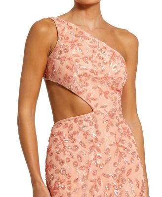 Hand-Embellished One-Shoulder Cut-Out Gown