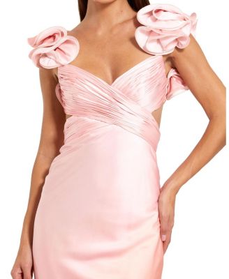 Charmeuse Ruffle Strap Crossover Ombre Gown