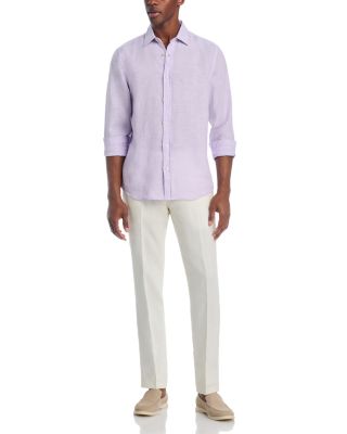 Yarn-Dyed Standard Fit Linen Shirt in Soft Lilac - Exclusive