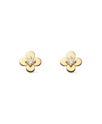 Solid Yellow Gold Mini Flower Studs