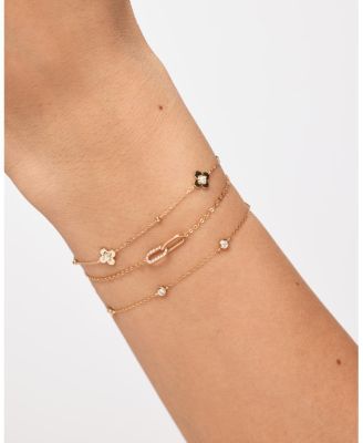 Solid Yellow Gold Mini Flower Station Bracelet