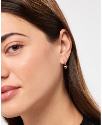 Solid Yellow Gold Lab-Grown Diamond Heart Studs